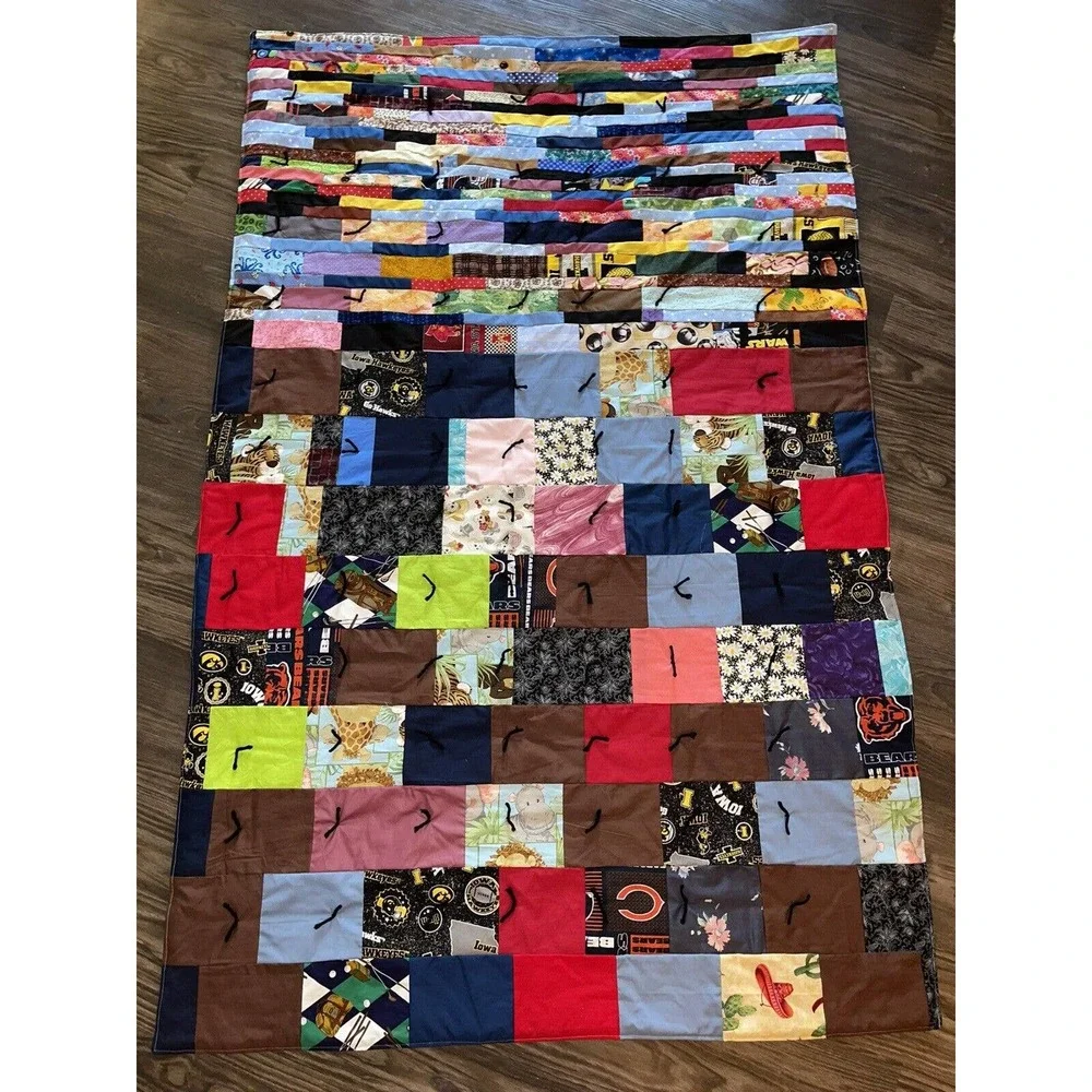 Handmade‎ Hand Quilted Throw / Beach/ Picnic/ Toddler / Crib Quilt 39”x 61” #3
